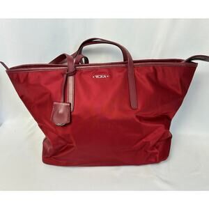 TUMI Voyager Q Nylon Tote Bag Red Travel Carry All X-Large Career Professional